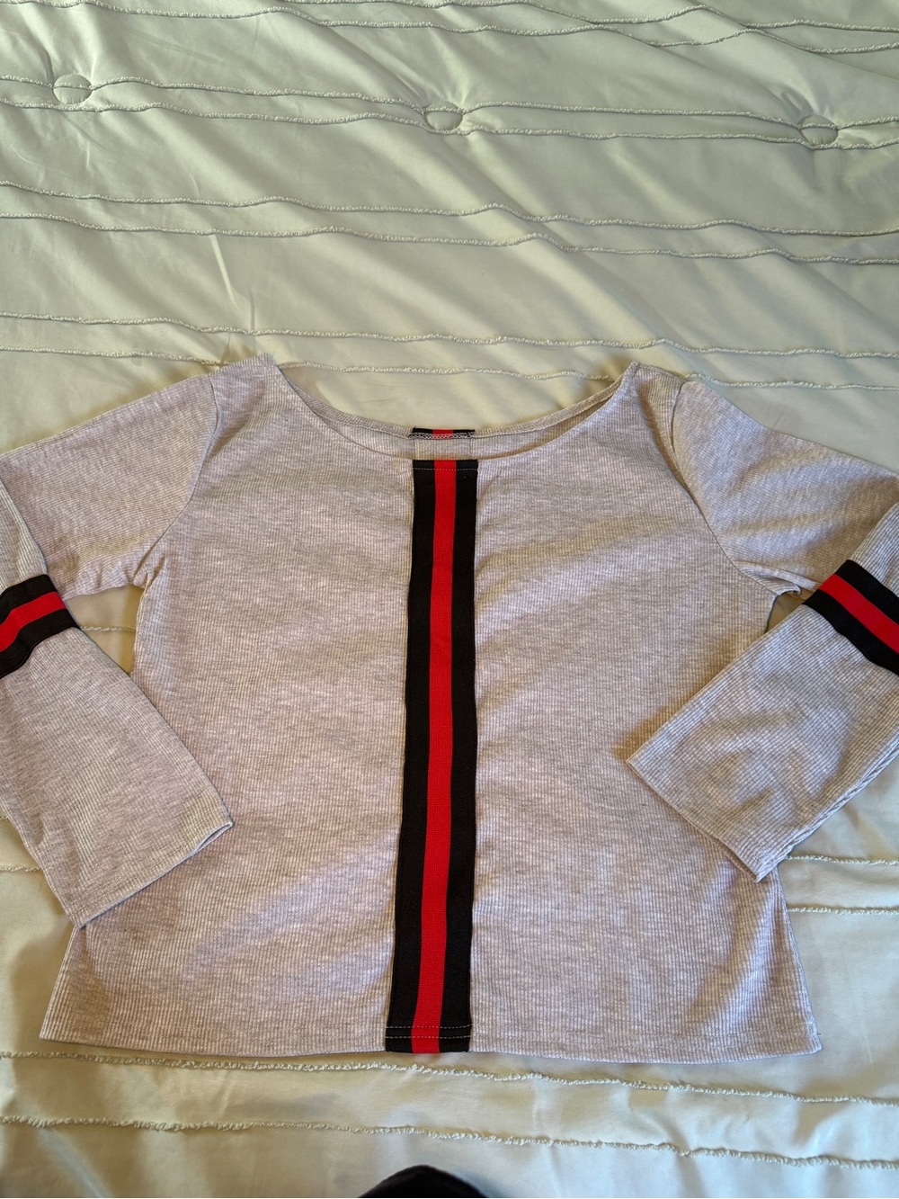 Color Block Long Sleeve Top in Gray & Black New
